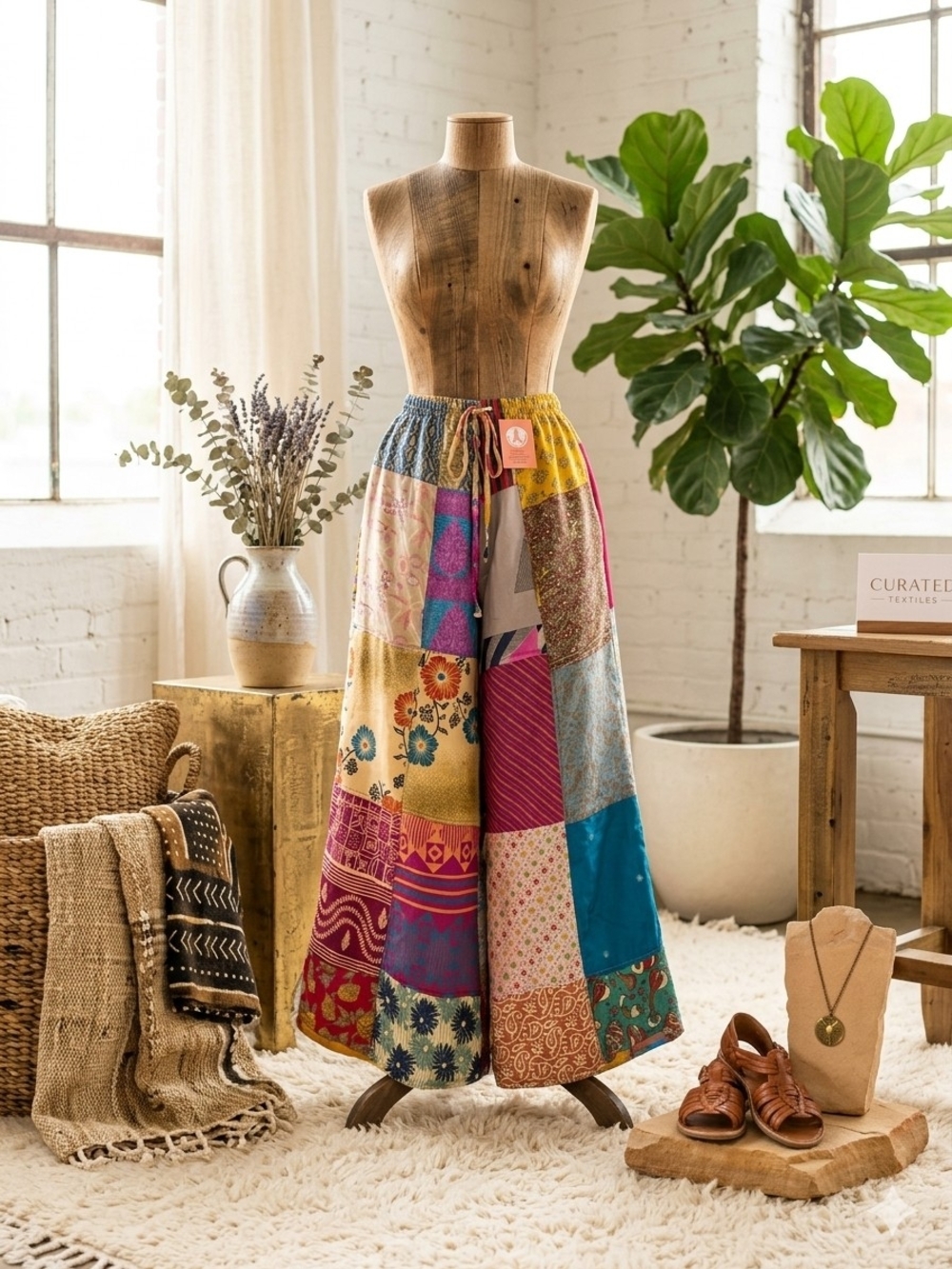 Bohemian Patchwork Pants- Multicolor - Picture 2 of 6